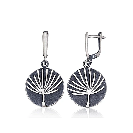 English lock,  - Silver earrings with english lock, 9.4 g, Silver 925 fineness, oxide (Plating)