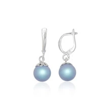 Silver earrings with 'english' lock, Silver 925 fineness, Fresh-water Pearl (synt.)