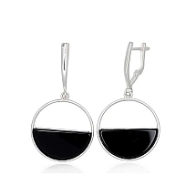 Серебряные серьги, Серебро 925 проба, Оникс
