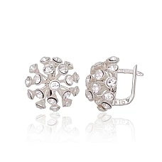 Серебряные серьги на английском замке, 7.5 g, Серебро 925 проба, Кристаллы