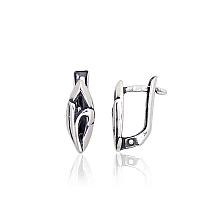 Silver earrings with 'english' lock, Silver 925 fineness, oxide (Plating)