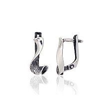 Silver earrings with 'english' lock, Silver 925 fineness, oxide (Plating)
