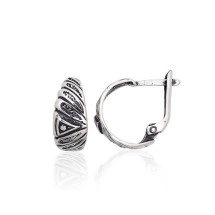 Silver earrings with 'english' lock, Silver 925 fineness, oxide (Plating)
