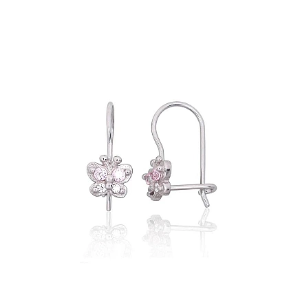 Ar āķīšiem,  - Sudraba auskari ar āķīšiem, 0.8 g, Sudrabs 925 prove, rodijs (pārklājums), Cirkoni