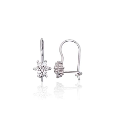 Серебряные серьги на крючках, 0.8 g, Серебро 925 проба, родий (покрытие), Цирконы