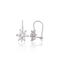 Серебряные серьги на крючках, 1 g, Серебро 925 проба, родий (покрытие), Цирконы