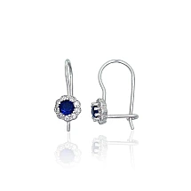 Серебряные серьги на крючках, 0.9 g, Серебро 925 проба, родий (покрытие), Цирконы