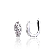 Silver earrings with 'english' lock, 2.6 g, Silver 925 fineness, Rhodium (Plating), Zirkons