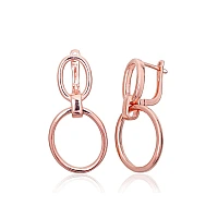 Серебряные серьги на английском замке, 7 g, Серебро 925 проба, красное золото (покрытие)