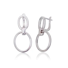Серебряные серьги на английском замке, 6.7 g, Серебро 925 проба, родий (покрытие)