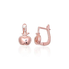 Серебряные серьги на английском замке, 2.5 g, Серебро 925 проба, красное золото (покрытие)
