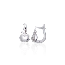 Серебряные серьги на английском замке, 2.5 g, Серебро 925 проба, родий (покрытие)