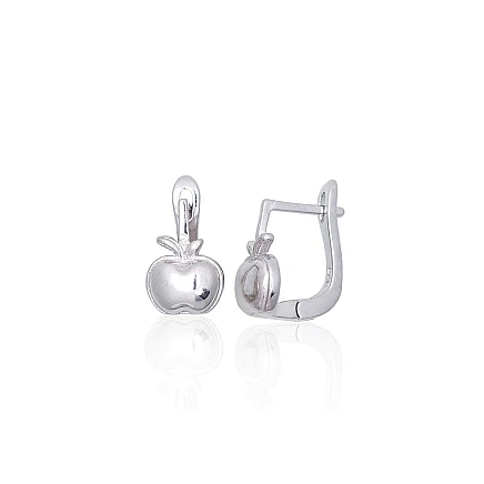 На английском замке,  - Серебряные серьги на английском замке, 2.5 g, Серебро 925 проба, родий (покрытие)