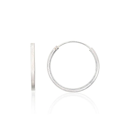Серьги-кольца,  - Серебряные серьги-кольца, 1.2 g, Серебро 925 проба
