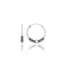 Silver earrings-rings, 1.9 g, Silver 925 fineness, oxide (Plating)