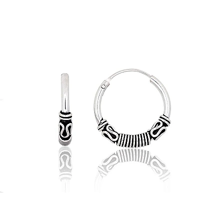 earrings-rings,  - Silver earrings-rings, 1.8 g, Silver 925 fineness, oxide (Plating)