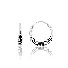 Silver earrings-rings, 1.9 g, Silver 925 fineness, oxide (Plating)