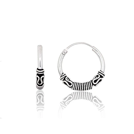 earrings-rings,  - Silver earrings-rings, 1.9 g, Silver 925 fineness, oxide (Plating)