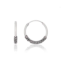 Silver earrings-rings, 2.2 g, Silver 925 fineness, oxide (Plating)