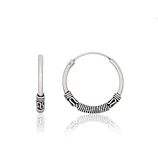 Silver earrings-rings, 2.2 g, Silver 925 fineness, oxide (Plating)