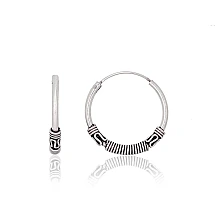 Silver earrings-rings, 2.3 g, Silver 925 fineness, oxide (Plating)