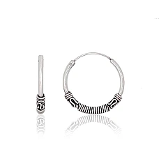 Silver earrings-rings, 2.3 g, Silver 925 fineness, oxide (Plating)