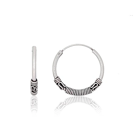 earrings-rings,  - Silver earrings-rings, 2.3 g, Silver 925 fineness, oxide (Plating)