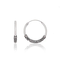 Silver earrings-rings, 2.4 g, Silver 925 fineness, oxide (Plating)