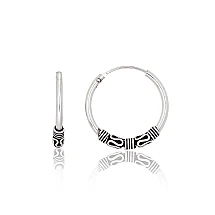 Silver earrings-rings, 2 g, Silver 925 fineness, oxide (Plating)