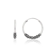 Silver earrings-rings, 2 g, Silver 925 fineness, oxide (Plating)