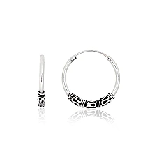 Silver earrings-rings, 2.1 g, Silver 925 fineness, oxide (Plating)