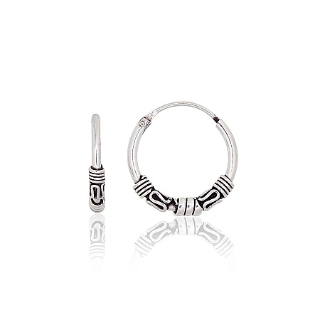 Серьги-кольца,  - Серебряные серьги-кольца, 1.8 g, Серебро 925 проба, оксид (покрытие)