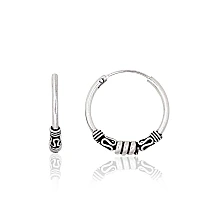Silver earrings-rings, 2.2 g, Silver 925 fineness, oxide (Plating)