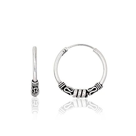 earrings-rings,  - Silver earrings-rings, 2.2 g, Silver 925 fineness, oxide (Plating)