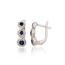 Silver earrings, 5.1 g, Silver 925 fineness, Rhodium (Plating), Sapphire