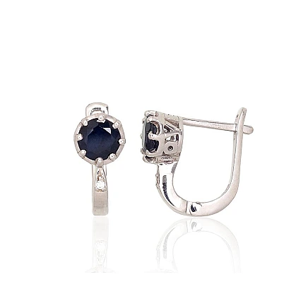 Orio  collection,  - Silver earrings, 3.2 g, Silver 925 fineness, Rhodium (Plating), Zirkons , Sapphire