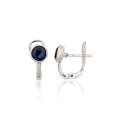 Серебряные серьги, 3 g, Серебро 925 проба, родий (покрытие), Сапфир