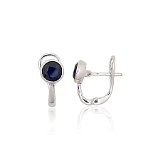 Silver earrings, 3.1 g, Silver 925 fineness, Rhodium (Plating), Sapphire