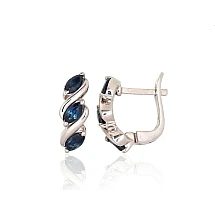Silver earrings, 3.6 g, Silver 925 fineness, Rhodium (Plating), Sapphire