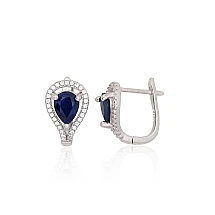 Silver earrings, 4.5 g, Silver 925 fineness, Rhodium (Plating), Zirkons , Sapphire