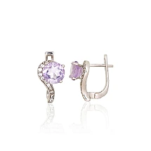 Silver earrings, 3.1 g, Silver 925 fineness, Rhodium (Plating), Zirkons , Amethyst
