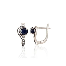 Silver earrings, 3.1 g, Silver 925 fineness, Rhodium (Plating), Zirkons , Sapphire