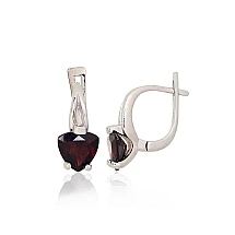 Silver earrings, 4.4 g, Silver 925 fineness, Rhodium (Plating), Garnet