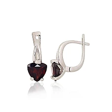 Silver earrings, 4.4 g, Silver 925 fineness, Rhodium (Plating), Garnet