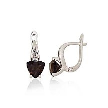 Silver earrings, 4.8 g, Silver 925 fineness, Rhodium (Plating), Smoky Quarz