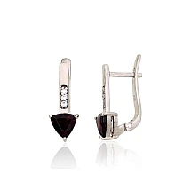 Silver earrings, 4.7 g, Silver 925 fineness, Rhodium (Plating), Zirkons , Garnet