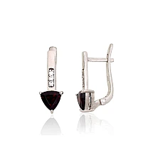 Silver earrings, 4.9 g, Silver 925 fineness, Rhodium (Plating), Zirkons , Garnet
