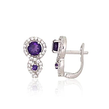 Silver earrings, 4.8 g, Silver 925 fineness, Rhodium (Plating), Zirkons , Amethyst