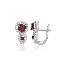 Silver earrings, 4.9 g, Silver 925 fineness, Rhodium (Plating), Zirkons , Garnet