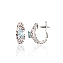 Silver earrings, 5.7 g, Silver 925 fineness, Rhodium (Plating), Sky Blue Topaz